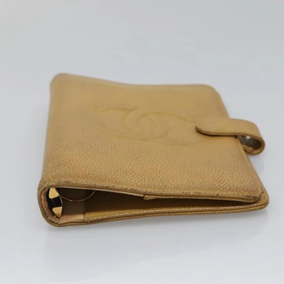 CHANEL COCO Mark Day Planner Cover Grained Calf Skin Beige Gold CC Auth BA4033 - Picture 7 of 16